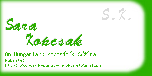 sara kopcsak business card